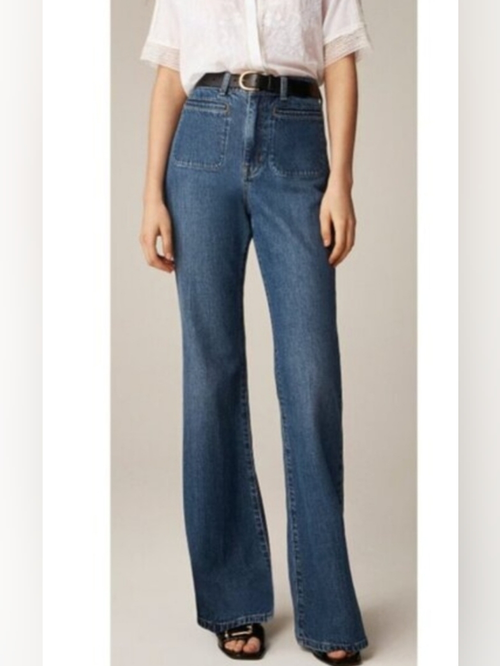 J.Crew 90s Flare Jeans Size 27 Medium Wash High Rise Retro Denim